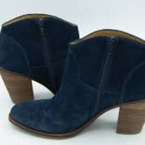 Lucky Brand Eller Bootie in Oiled Suede Ladies' 9 Navy Blue